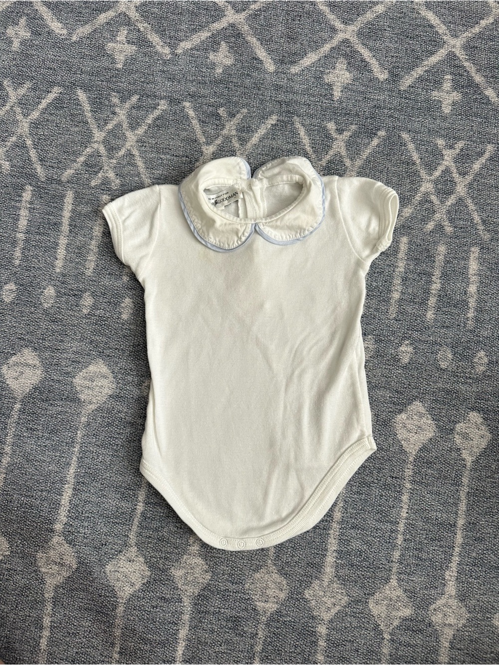 Bergdorf Goodman, Made it Italy, White Baby Onesie with Peter Pan Collar